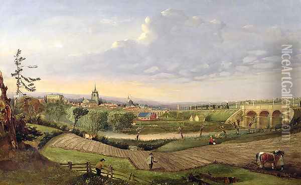 View of Chelmsford from Springfield Hill Oil Painting - J. Colkett
