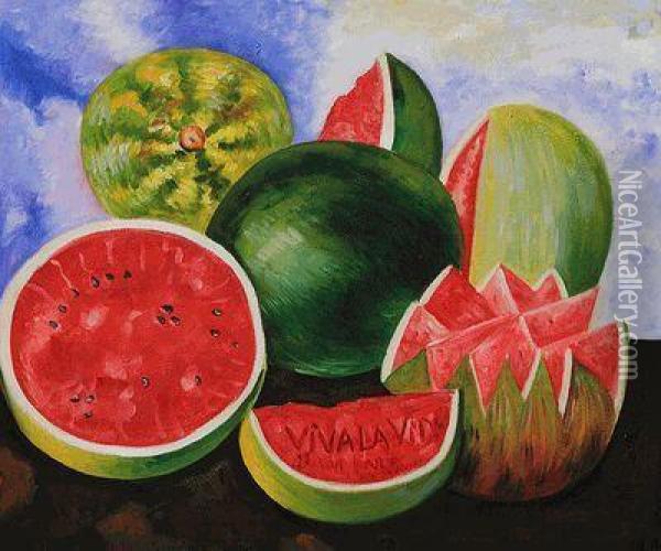 Viva La Vida, Watermelons Oil Painting - Frida Kahlo