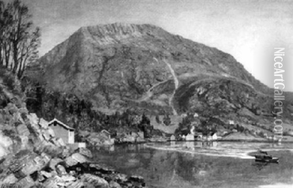 A View Of Bergen, Norway Oil Painting - Anders Guttormsen Wigdahl