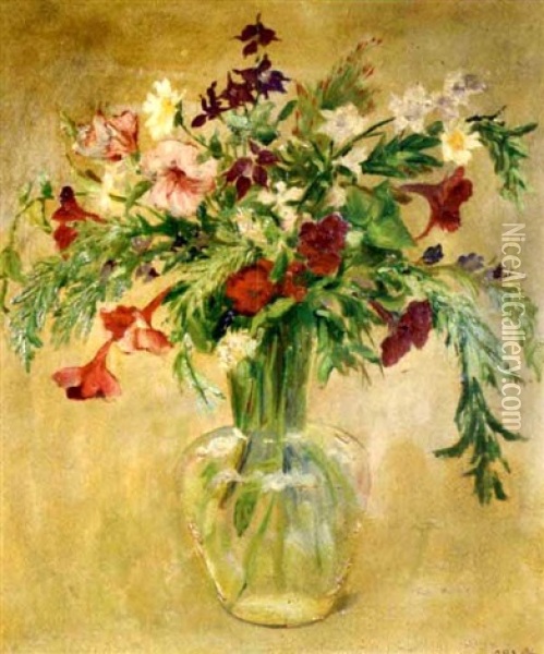 Sommerblumen In Einer Glasvase Oil Painting - Emil Orlik
