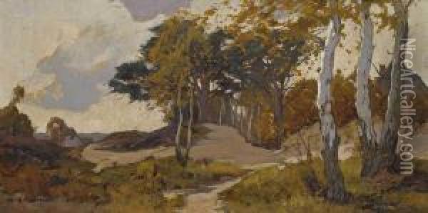 Landschaft Mit Birken Oil Painting - Xeno Munninghof