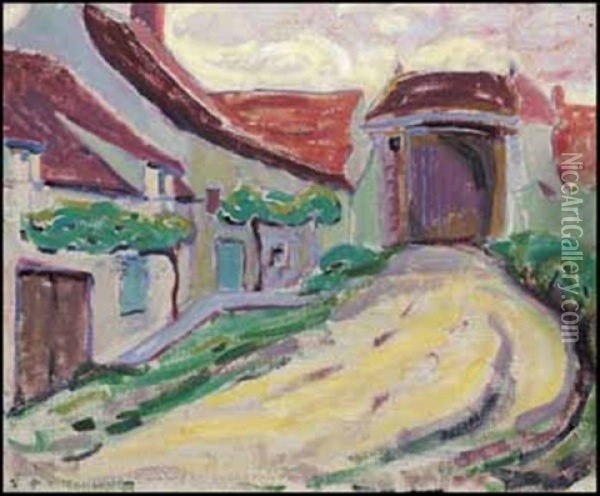 Village In Brittany Oil Painting - Emily Carr