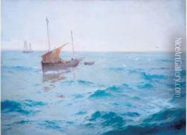 Bateaux A Voile Sur L'adriatique Oil Painting - Aleksei Vasilievich Hanzen