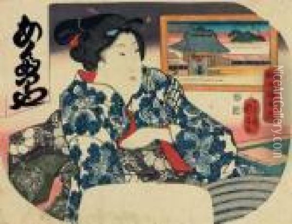 Asakusa Chinai Tafuku Benten Oil Painting - Utagawa Kuniyoshi