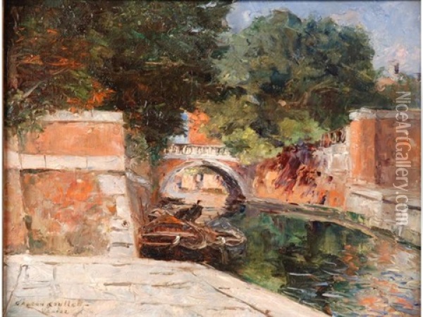 Petit Pont A Venise Oil Painting - Gaston Marie Anatole Roullet
