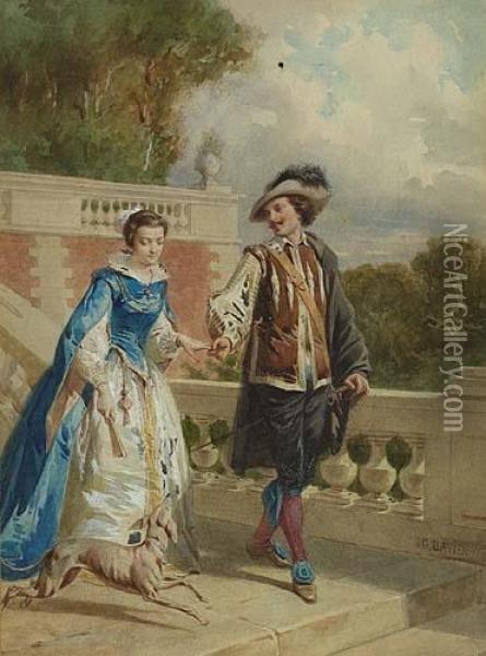 The Promenade Oil Painting - Gustave David