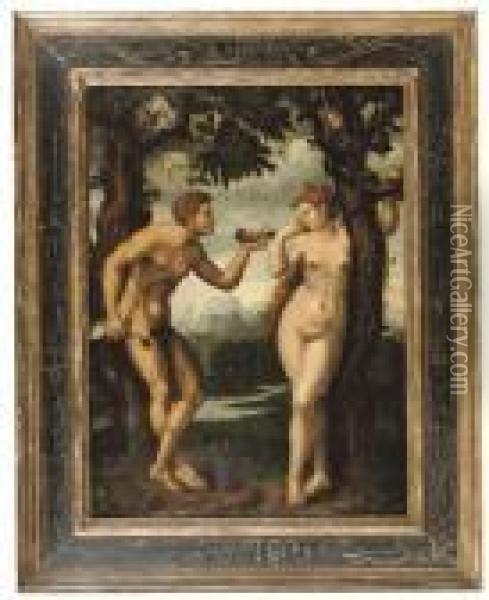 The Temptation Of Adam And Eve Oil Painting - Raphael (Raffaello Sanzio of Urbino)