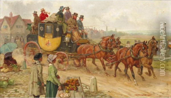 The London To Manchester Mail Coach Oil Painting - George Goodwin Kilburne