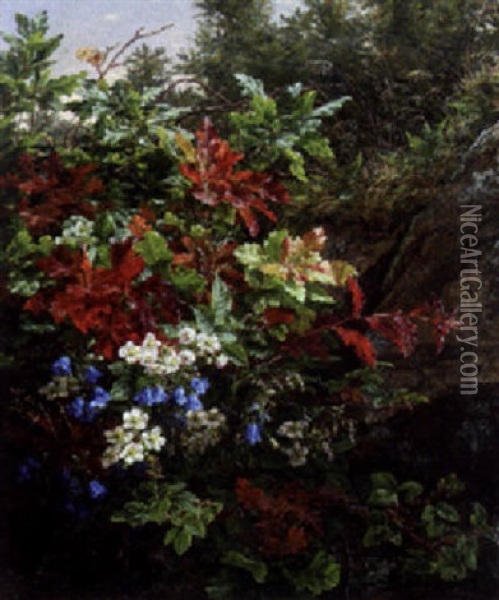 Blackberries And Maple Leaves Oil Painting - Anthonie Eleonore (Anthonore) Christensen