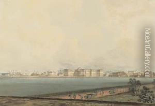 The Esplanade, Calcutta From The Chowringhee Road, With The Hooghlyin The Distance Oil Painting - Samuel David Colkett