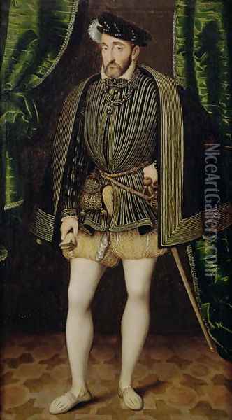 Portrait of Henri II (1519-59) Oil Painting - (workshop of) Clouet, Francois