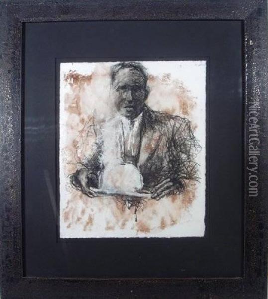 Business Man Study
 Mixed Media On Paper Oil Painting - Henry Green Eaton