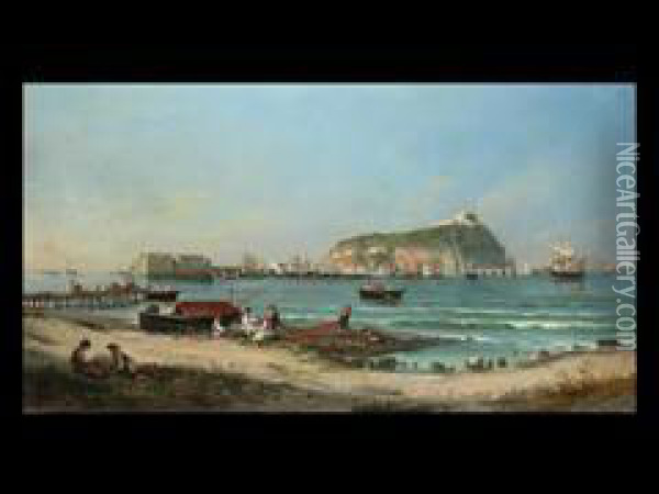 Suditalienischer Hafen Mit Fischern Oil Painting - Giovanni Serritelli