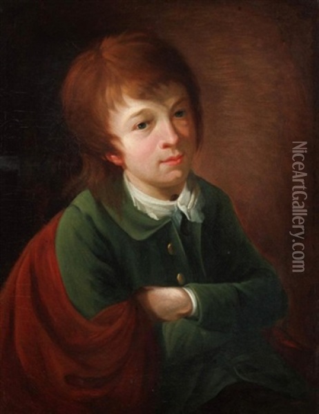 Portrait Of A Young Boy Oil Painting - Nathaniel Hone the Elder