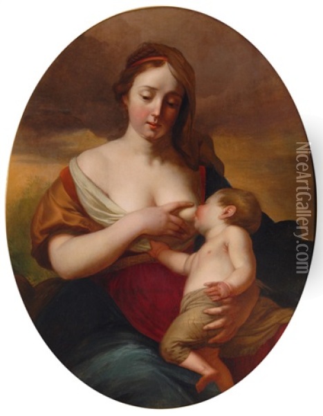 Mother And Her Nursling Oil Painting - Ubaldo Gandolfi