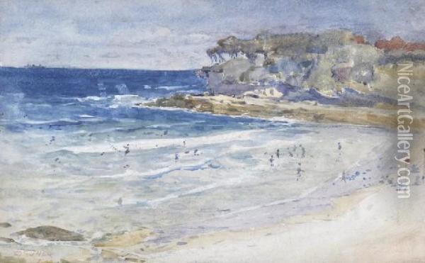 Beach Scene Oil Painting - Elioth Gruner