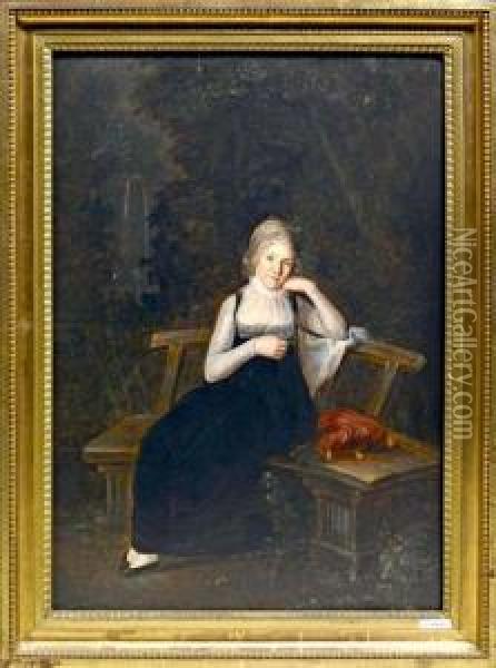 Sitzende Dame. Oil Painting - Joseph Reinhart
