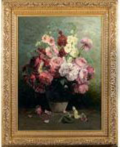 Bouquet De Fleurs Oil Painting - Louis Remy Matifas