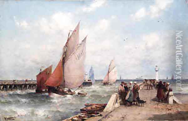 The Jetty Oil Painting - Theodor Alexander Weber
