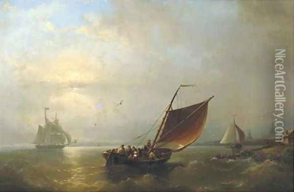 Shipping off shore Oil Painting - Nicolaas Riegen