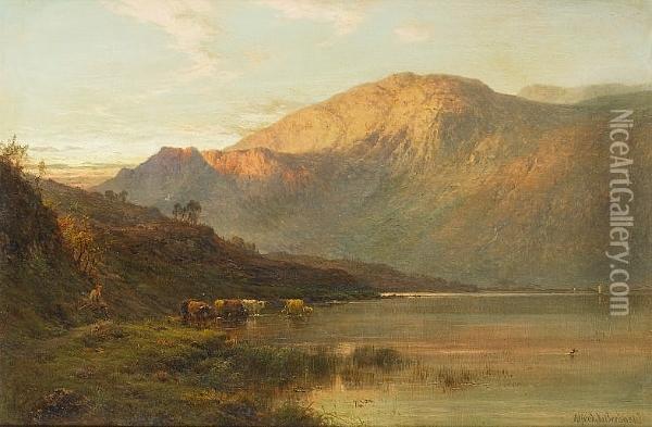 Loch Awe From Brander Pass, Nb Oil Painting - Alfred de Breanski