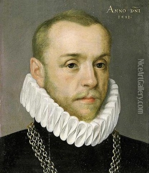 Portrait D'homme A La Collerette Oil Painting - Pieter Jansz Pourbus