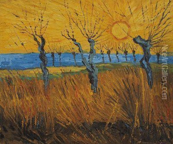 Willows At Sunset Oil Painting - Vincent Van Gogh