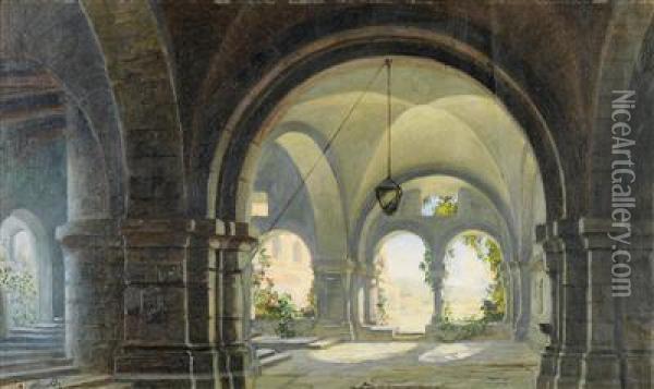 Blick In Den Klostergarten Oil Painting - Georg Pezolt
