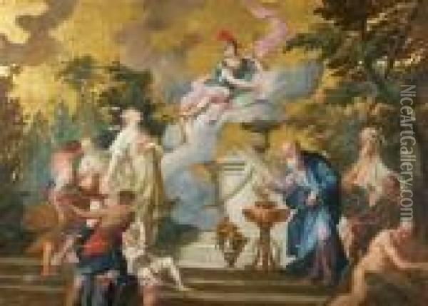 A Sacrifice To Athena Oil Painting - Jacopo (Giacomo) Amigoni