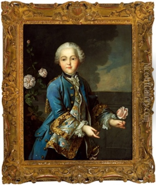 Bildnis Eines Jungen Edelmannes Mit Einer Rose In Der Hand Oil Painting - Johann Georg Weikert