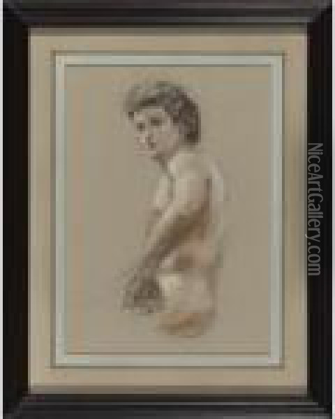 Study Of A Seated Male Nude Oil Painting - Hercules Brabazon Brabazon