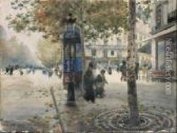 Boulevard Haussmann Oil Painting - Giuseppe de Nittis