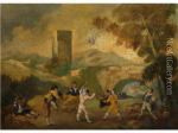Spielende Kinder In Einer Landschaft Oil Painting - Francisco De Goya y Lucientes