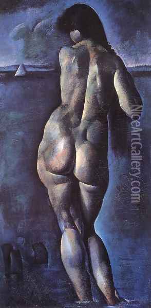 Nude from the Back 1920 Oil Painting - Karoly Patko