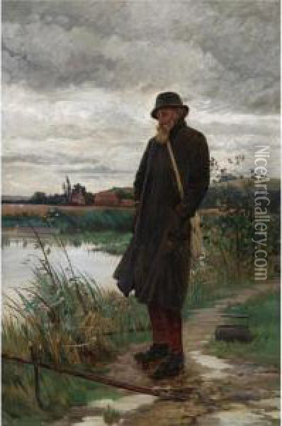 The Angler Oil Painting - Walter-Dendy Sadler