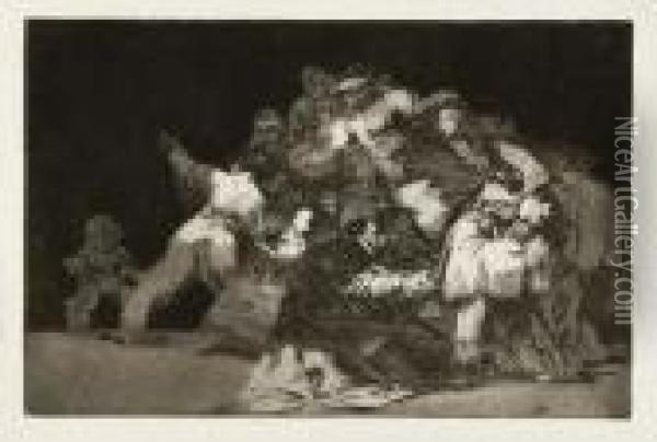 Unas De Gato Yhabito De Beato - Disparate General Oil Painting - Francisco De Goya y Lucientes