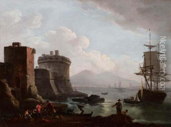 Veduta Di Napoli Col Vesuvio Sullo Sfondo Oil Painting - Thomas Wyck