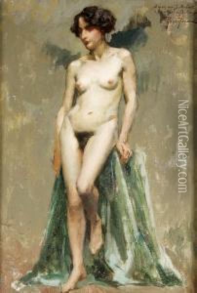 Standing Female Nude Oil Painting - Antonin Roux-Renard