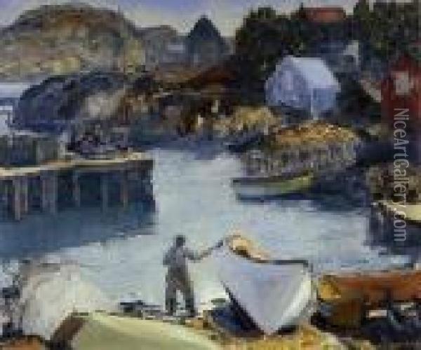 Cleaning His Lobster Boat Oil Painting - George Wesley Bellows
