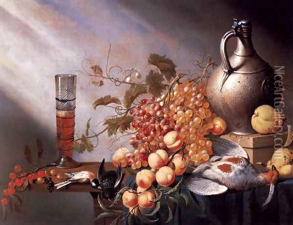 Still-Life of Fruit and Dead Fowl Oil Painting - Harmen Steenwijck