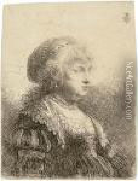 Saskia With Pearls In Her Hair Oil Painting - Rembrandt Van Rijn