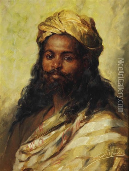 Homme Oriental Au Turban Oil Painting - Leon Herbo