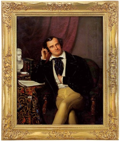 Portrait Des K. U. K. Hof- Und Burgtheater-schauspielers Carl Wilhelm Lucas Oil Painting - Ernst-Gotthilf Bosse