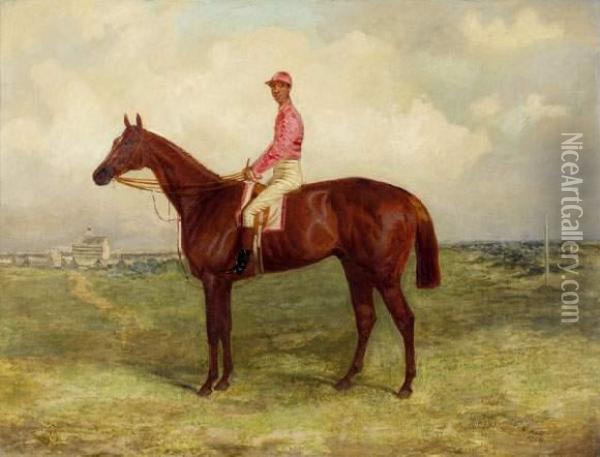 Hermit, Vainqueur Du Derby D'epsom En 1867, Monte Par John Daley Oil Painting - Harry Hall