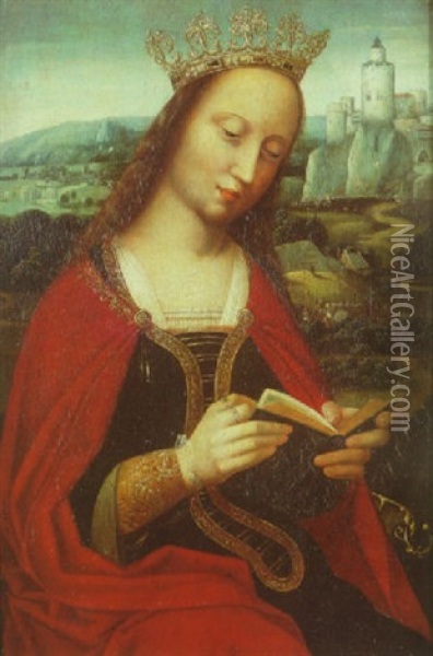 Sainte Catherine Sur Fond De Paysage Oil Painting - Ambrosius Benson