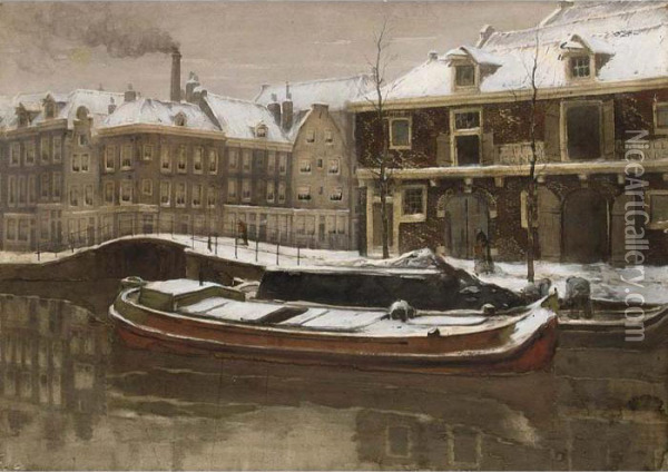 View Of The Kleine Gracht, Utrecht Oil Painting - Willem Witsen