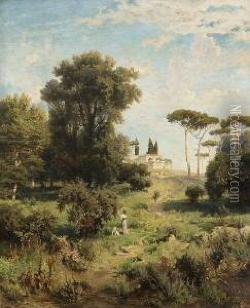 Romische Villa Am Morgen. Oil Painting - Emil Lugo