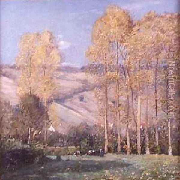 Landscape with Poplars Oil Painting - Georges Offner