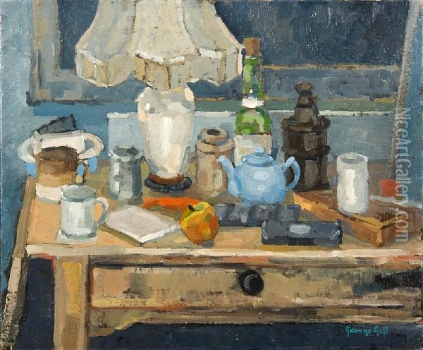 Still Life In The Artist's Studio Oil Painting - George Reynold Gill