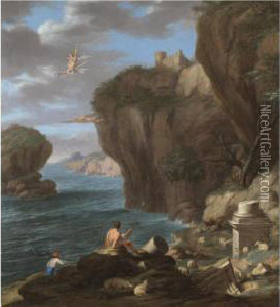 The Fall Of Icarus Oil Painting - Laurent De La Hyre